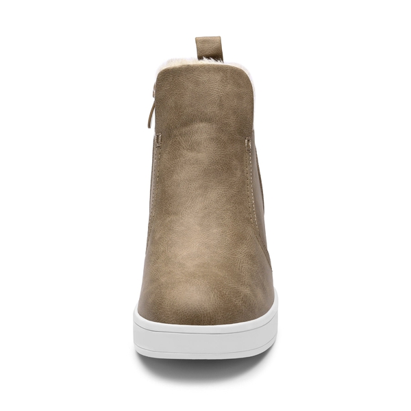 Hidden Heel Platform Wedge Booties - TAUPE PU - 5